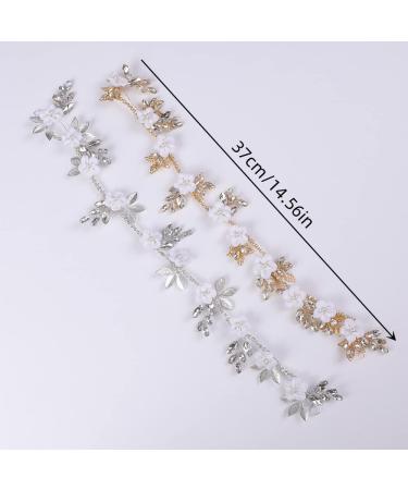 Chargances Bridal White Flower Hair Vine Wedding Leaf Crystal Headband Dainty Pearl Statement Handmade Hair Accessories for Women and Girls Brides (Gold) - Buy Online on GoSupps.com