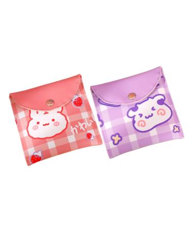 Lurrose 2 pieces Organizer Reusable Matt Pad Tampon Bag Hygiene menstruation feminine women for little girls pads female period portable bag first pocket washing