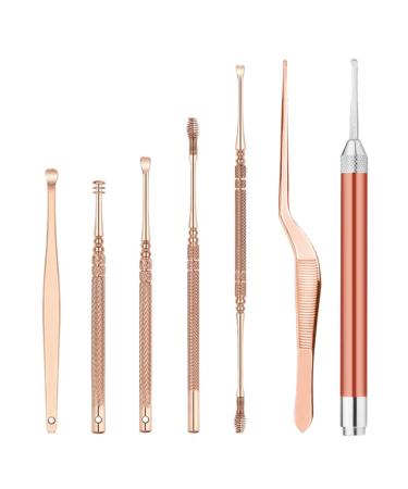 LED Earpick 7Pc LED Ear Wax Pickers Cleaner Curette Earwax Removal Earpick Cleaning Set Earwax Shovels Kit Earwax Removal Tools Curette Ear