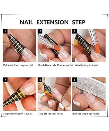 Premium Acrylic Nail Set - 12 Pcs Transparent Pink White & Glitter Powder | Complete Nail Art Kit with Acrylic Fluid & Brush - Buy Online on GoSupps.com