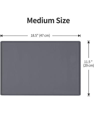 EIOKIT Dog Food Mat - Waterproof Silicone Pet Bowl Mat with Raised Edge - Grey (Various Sizes) - Buy Online on GoSupps.com