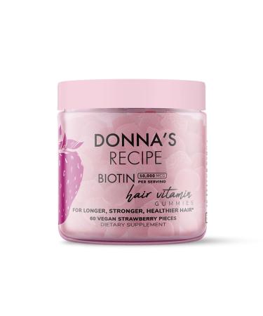 Donna's Recipe by Tabitha Brown | Vegan Strawberry Biotin Hair Skin & Nails Gummies 10 000 mcg Biotin Clean Non-GMO Gluten-Free 60 Gummies