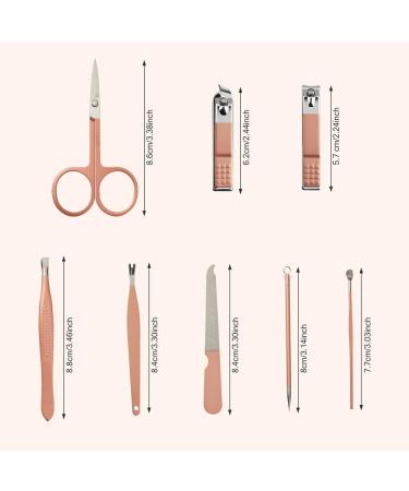 8-in-1 Stainless Steel Manicure Pedicure Kit with Pink Leather Travel Case - Professional Nail Grooming Set - Buy Online on GoSupps.com