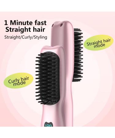Portable Mini Wireless Hair Straightening Brush - Cordless Straightener Comb with 11 Temperature Settings Fast Heating & Anti-Scald - Lightweight & Travel-Friendly for All Hair Types - Pink - Buy Online on GoSupps.com