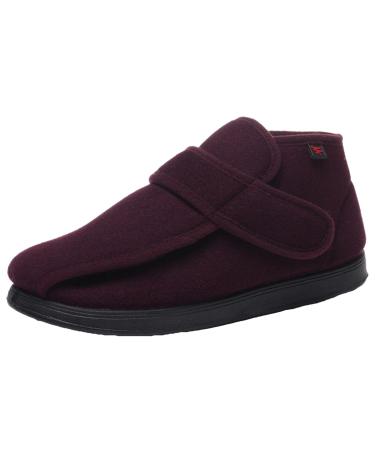ZHENSI Women's Adjustable Cotton Slippers Wide Swollen Feet Diabetic Shoes Warm Non-Slip Memory Foam 5 Red