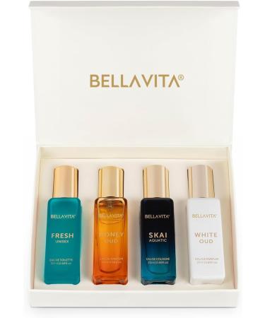 BellaVita Luxury Womens Perfume Set | Christmas Gift set for women | Includes: Honey OUD Skai Fresh White OUD | Luxury Fragrances Gift for Women | Perfume Gifts for Women | 4x20ml (4x0.68 fl.oz)
