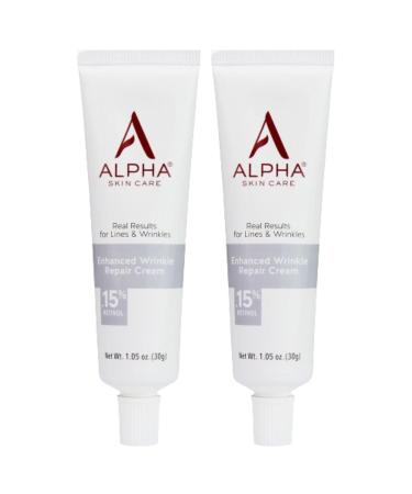 Alpha Skin Care Enhanced Wrinkle Repair Cream Anti-Aging Formula 0.15% Retinol with Vitamins A C & E Reduces Lines & Wrinkles For All Skin Types 1.05 oz White 2 Pack 1.05 Ounce (Pack of 2)
