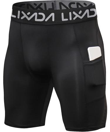 Lixada Men's Elastic Performance Sports Baselayer Shorts - Cool Dry Tights for Active Workouts | Large, A-Black/Grey/White - Buy Online on GoSupps.com