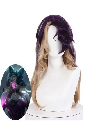Boccte Coven Ahri Cosplay Wig - Long Wavy Purple & Brown Heat Resistant Synthetic Hair - Perfect for Cosplay & Costumes - Buy Online on GoSupps.com