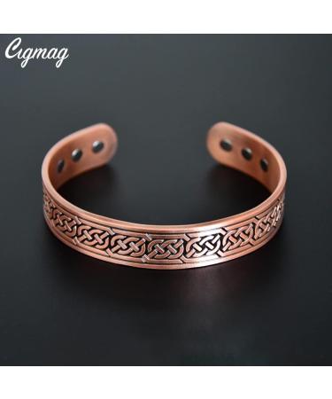 Cigmag 9X Mens Copper Bracelet - Ultra Strength Magnet, 99% Pure Copper, Adjustable Brazaletes Cuff Bangles - Father's Day Gift (Copper Axe Pattern) - Buy Online on GoSupps.com