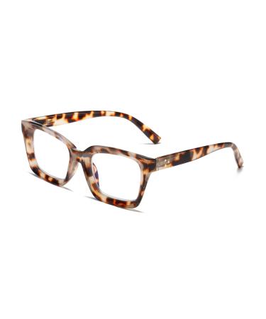 Hubeye Retro Oversized Large Frame Reading Glasses for Women Men Square Fashion Oprah Style Blue Light Blocking Computer Reader 3.50 Grey Leopard 3.5 Dioptres
