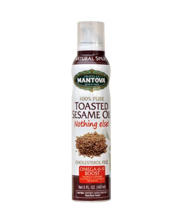 Mantova Toasted Sesame Oil, 100% Pure Cooking Spray with Omegas, perfect for grilling, baking, or seasoning for cooking, our oil dispenser bottle lets you spray, drip, or stream with no waste, 5 oz Toasted Sesame Oil 5 Fl Oz (Pack of 1)