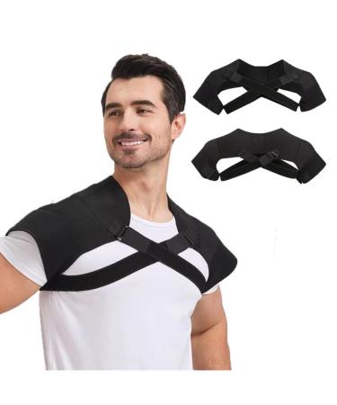 Double Shoulder Support Protector Shoulder Strap Brace for Women Men Sports Protective Gear Adjustable Shoulder Support Clavicle Brace Posture Corrector Shoulder Wrap Protector for Lifting Sports S/M(Suitable for shoulder width 36-39cm)