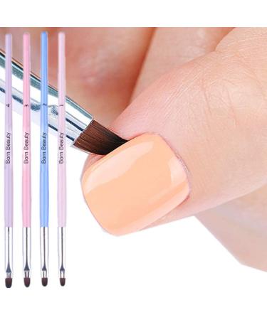BornBeauty 4pcs Cuticle Nail Cleaning Brush Pink Blue UV Gel Nail Art Brush Round Handle Powder Dust Clean Pen Manicure Nail Art Tool (4Colors)