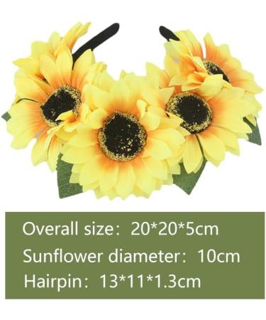 Miaija 2Pieces Sunflower Headband Stretch Floral Hair Clips Party Festival Womens Headbands Flower Hair Accessories for Girls Brides Ladies - Buy Online on GoSupps.com