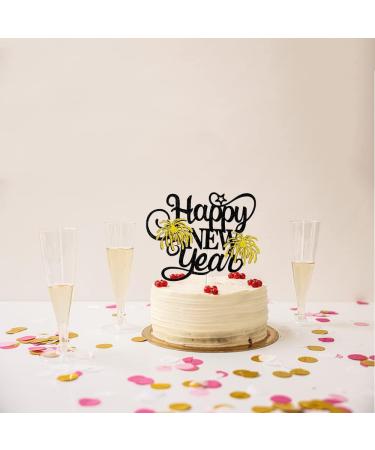 Happy New Year Cake Toppers Glitter 2024 New Year's Eve Hello 2024 Cheers to 2024 Happy New Year Decorations for New years Winter Festive Holidays Christmas Party Decorations By GotGala (Gold) - Buy Online on GoSupps.com