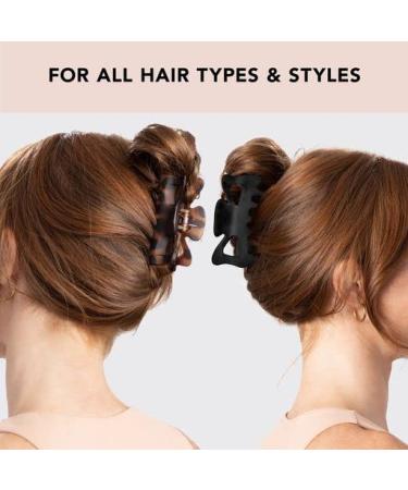 Kitsch Recycled Plastic Jumbo Claw Clips - Large Hair Clips for Women | Thick Hair Jaw Clips in Tortoise & Black (2pc Set) - Buy Online on GoSupps.com
