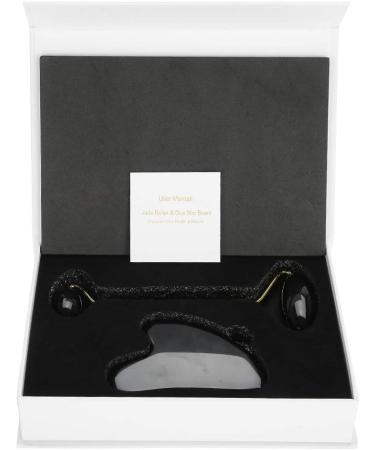 Candeon Roller Massage Set 2pcs Natural Obsidian Double-End Roller & Scraping Board Kit | Perfect Massage Gift Tool for Glowing Skin - Buy Online on GoSupps.com