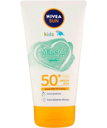  Nivea NIVEA KIDS Mineral Sunscreen SPF 50+ in a 150ml tube children's cream with 100% mineral filters and organic Aloe Vera sun lotion with effective protection against UV rays - Buy Online on GoSupps.com