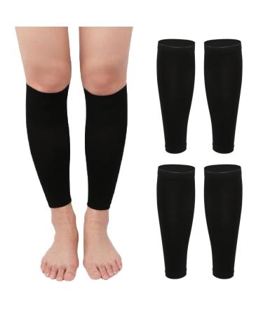 Angzhili 2 Pairs Calf Compression Sleeves for Women Footless Compression Socks for Running Yoga and Fitness Leg Compression Socks for Calf Pain Relief (Large  Black) Large Black