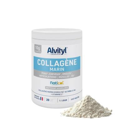 Alvityl Collag ne Marin ingr dient - Collag ne hydrolys de Type 1 et 3 - Vitamine C - Peau cheveux ongles articulations muscles os - Hautement assimilable -10g de Collag ne - 210 gr Sans saveur