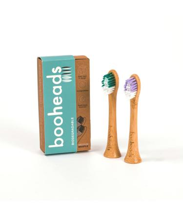 booheads - Bamboo Electric Toothbrush Heads | Biodegradable Eco-Friendly Sustainable Recyclable | Compatible with Sonicare | Bamboo Toothbrush Replacement Heads - Purple & Green