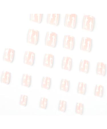24pcs White Heart Square False Nails - Short Press on Nails for Women & Girls | Removable Glue-on Fake Nails - Nail Art Accessories - Buy Online on GoSupps.com