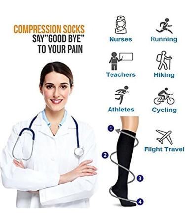 Ytruurer Compression Socks - 7 Pairs for Sports Running Plantar Fasciitis Nurses & Diabetics (L/XL Black) - Best Medical & Sporty Support - Buy Online on GoSupps.com
