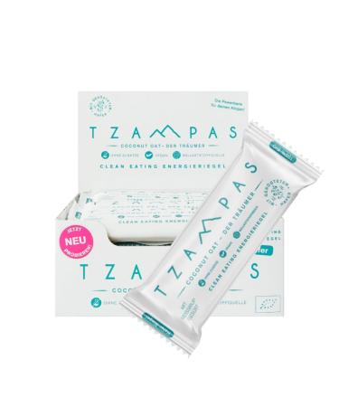 TZAMPAS Clean Eating Coconut Oat Energy Bars - The Dreamer (16 x 40 g) - With Coconut and Chocolate - Organic Vegan No Additives.