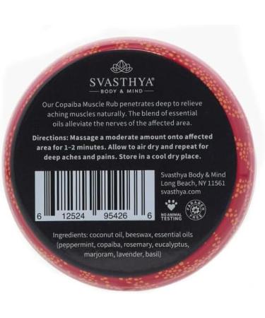 SVASTHYA BODY & MIND Copaiba Muscle Rub - Fast Acting Relief for Sore Muscles & Joint Pain - Cooling Treatment with Essential Oils & Coconut Oil - Made in USA 2 oz - Buy Online on GoSupps.com