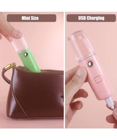 Nano Facial Mister Mini Portable Mist Sprayer USB Rechargeable - Hydrating Face Humidifier for Daily Makeup & Eyelash Extensions - Pink+Green - Buy Online on GoSupps.com