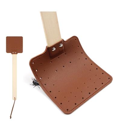 Fly Swatter Strong Leather Fly Swat with Long Flexible Handle Heavy Duty Fly Swatters Fly Swatters Brown