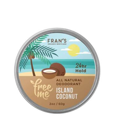 Fran's Organic Bodycare FreeMe Natural Cream Deodorant for Men and Women (Island Coconut) - Aluminum Free  Coconut Aroma  Long Lasting and Effective for All Day Coverage  2oz