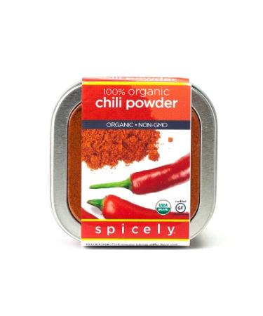 Spicely Organic Chili Powder Seasoning - Tin - Gluten Free - Non GMO - Vegan - Kosher 3 Ounce (Pack of 1)