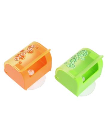 Ruilogod 2pcs orange green fruit prints suction cup razor holder hook