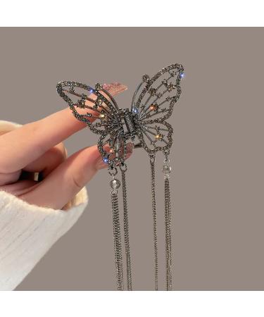 Myhiju Butterfly Tassel Hair Clips - Black Pearl Rhinestone Hair Accessories for Women - Buy Online on GoSupps.com
