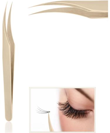 Shenruifa 8-Part Eyelash Extension Tweezers Set | Stainless Steel Curved & Straight Tweezers | Beauty Tools | Mother-of-Pearl Gold Finish - Buy Online on GoSupps.com