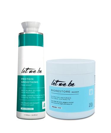 Kit Let Me Be Smoothing System Mask Protein Smoothing Biorestore Masque Hair Care 2x500ml/2x16.9 fl.oz