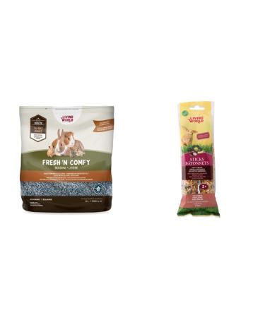 Living World Fresh 'N Comfy Bedding (50L) and Rabbit Veggie Treat Sticks Bundle