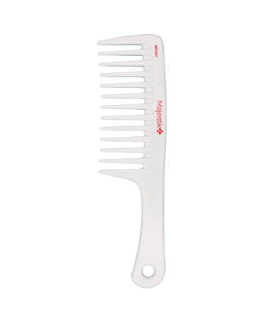 Wide Tooth Hair Comb White Argan Oil Infused With Comfortable Handgrip Handle Detangler for Thick & Curly Medium to Long Hair By Majestik+
