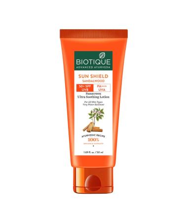 BIO SANDALWOOD 50+SPF SUNSCREEN ULTRA SOOTHING FACE LOTION FOR ALL SKIN TYPES(Ship from India)