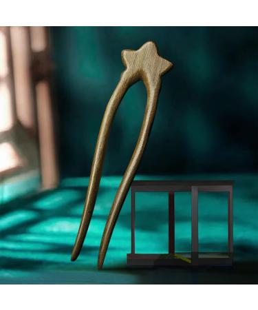 minkissy Wooden Star Hair Stick - Antique Chinese Hair Forks Vintage Wooden Hairpin for Long Hair Hanfu Headdress for Bride Ladies Women Girls - Buy Online on GoSupps.com