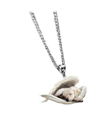 Lidssacde pet necklace with a sleeping dog trailer - sweet angel necklace - personal gift for animal lovers - gifts for boys and girls - chains fastening 01 -D unit size