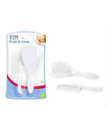 Newborn Baby Infant Care Hair Brush & Comb Set First Steps 0m+ White