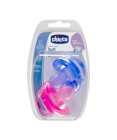 Chicco Physio Soft Pacifier - 100% Silicone Pink/Purple 2-Pack | International Shipping Available - Buy Online on GoSupps.com