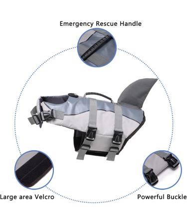 Omem Life Jacket for Dogs | Puppy Swim & Surf Safety | Gray Dog Life Jackets for Pools Boating & Water Fun - Buy Online on GoSupps.com