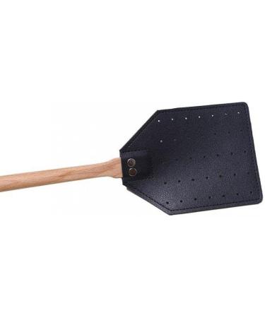 Home Fly Swatter Wood Handle Punched Leather Flyswatter Manual Insect Mosquito Wasp Pest Control Fly Zapper Racket for Indoor Black - Buy Online on GoSupps.com