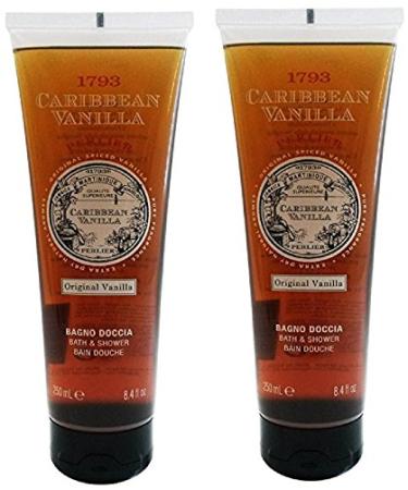 Perlier:"1783 Caribbean Vanilla" Bath & Shower Original Vanilla Scent 8.4 Fluid Ounces (250mL) Bottle (Pack of 2) Italian Import