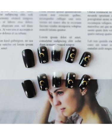 Press on Nails 3 Sets Black Star Moon Smudge Fake Nail Self-Adhesive Nail Stickers Artificail Nails for Women Girls (Color : Black) (Color : Black) (Black) - Buy Online on GoSupps.com