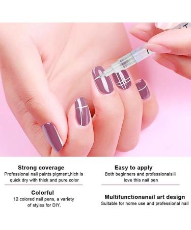 12 Color 3D Fluorescent Nail Art Pens Set Forhome Nail Point Graffiti Dotting Pen Drawing Painting Liner Brush for DIY Nail Art Beauty Adorn Manicure Tools - Buy Online on GoSupps.com